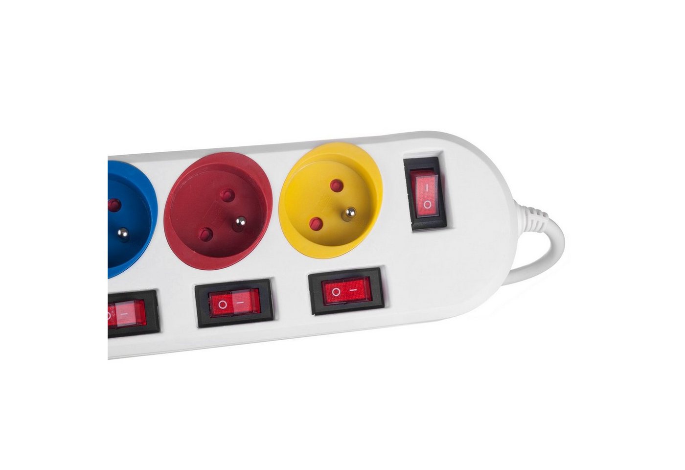 Maclean MCE204 Farbenfroh 5‑fach 1,5 m Kabel (Typ E) Steckdosenleiste 5-fach (Ein- / Ausschalter, separate Ein- / Ausschalter, Schalterbeleuchtung, Kindersicher – Bild 5 von 5