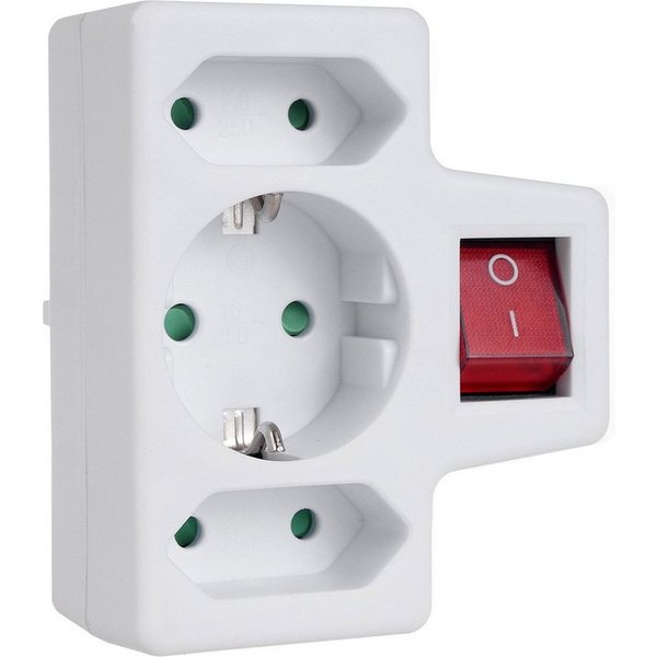 Maclean MCE215 Mehrfachsteckdose 3-fach (2x Eurostecker + 1x Schukostecker, Ein- / Ausschalter, Kindersicherung)
