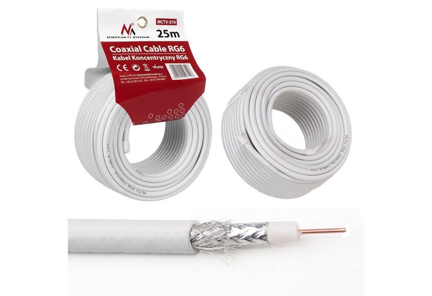 Maclean MCTV-574 SAT-Kabel, (2500 cm), Konzentrisches Sateliten Kabel – Bild 4 von 4