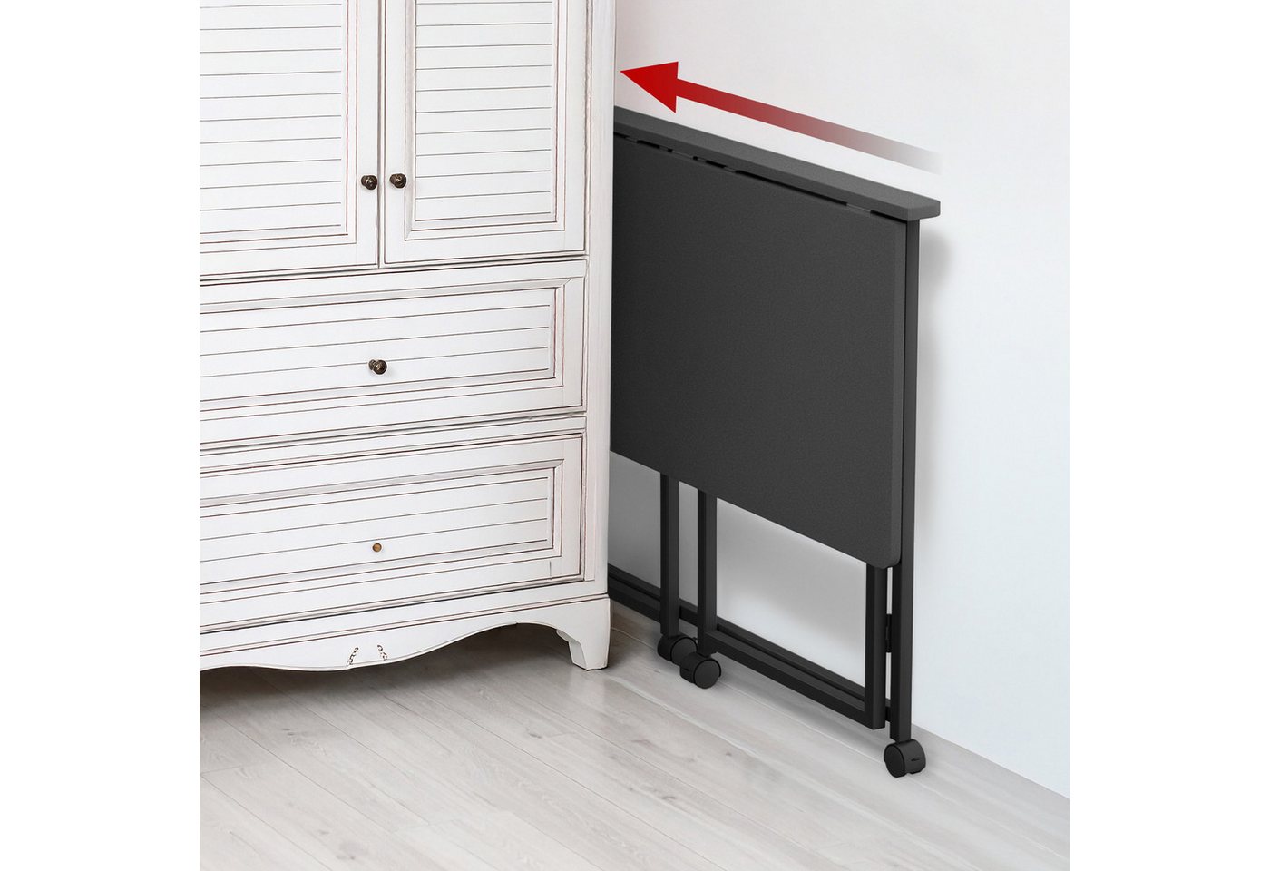 Maclean Schreibtisch MC-1250 Klapptisch mit Rädern, Tischplatte100x50 cm, Klappfunktion – Bild 4 von 5