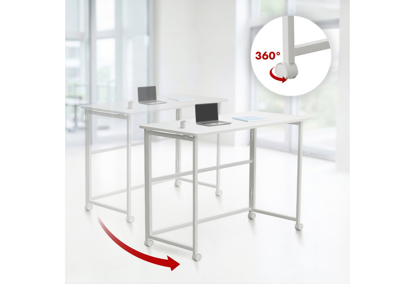 Maclean Schreibtisch MC-1250 Klapptisch mit Rädern, Tischplatte100x50 cm, Klappfunktion – Bild 5 von 5