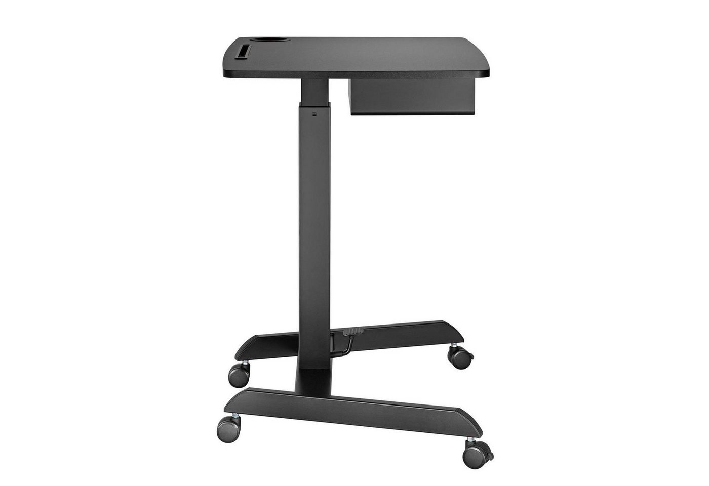 Maclean Schreibtisch MC-903B Sitz-Steh Arbeitsplatz mobiler Laptop Tisch mit Rollen, Schublade & Fußpedal, bis 8 kg, für Home Office & Büro – Bild 4 von 5