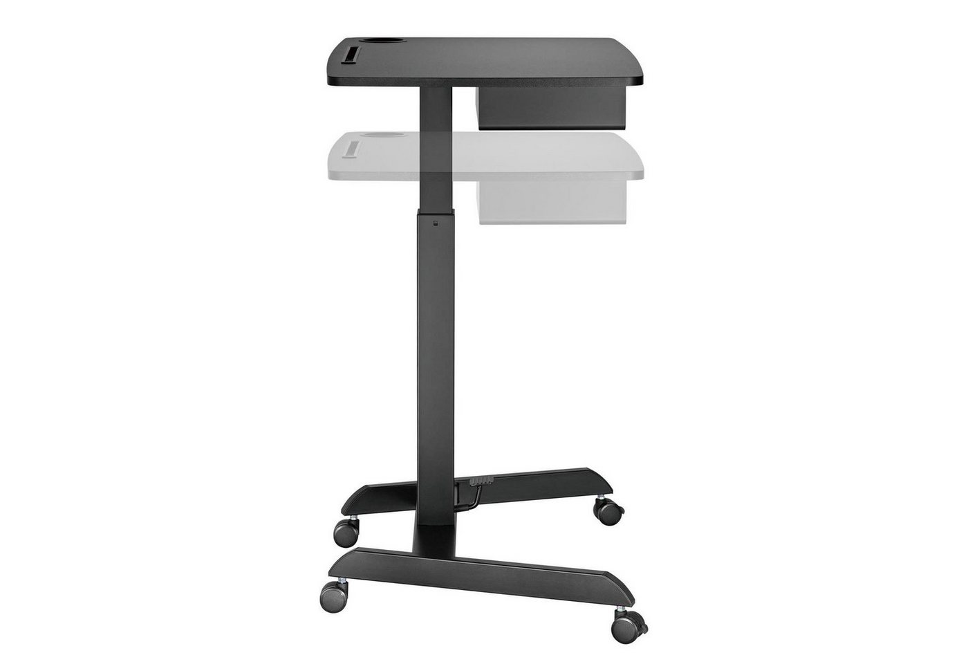 Maclean Schreibtisch MC-903B Sitz-Steh Arbeitsplatz mobiler Laptop Tisch mit Rollen, Schublade & Fußpedal, bis 8 kg, für Home Office & Büro – Bild 5 von 5