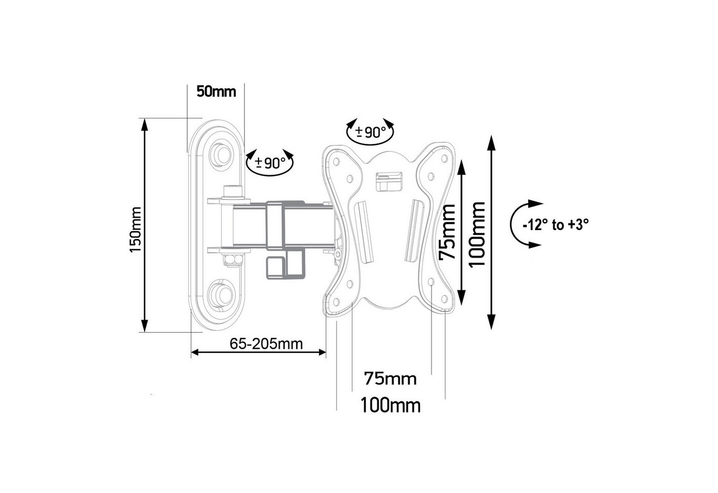 Maclean TV-Wandhalterung MC-416, (bis 32,00 Zoll, Wandhalterung für 13-32'' Monitor-TVs) – Bild 5 von 5