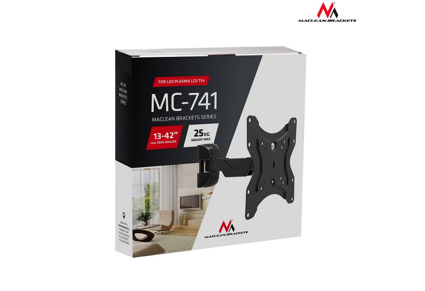 Maclean TV-Wandhalterung MC-741, (bis 42,00 Zoll, Schwenkarm Wandhalterung) – Bild 3 von 5