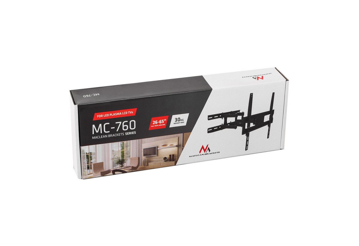 Maclean TV-Wandhalterung MC-760, (bis 65,00 Zoll, 26-65", Max. 30 kg, VESA 100x100, 200x200, 400x200, 400x400 mm) – Bild 5 von 5