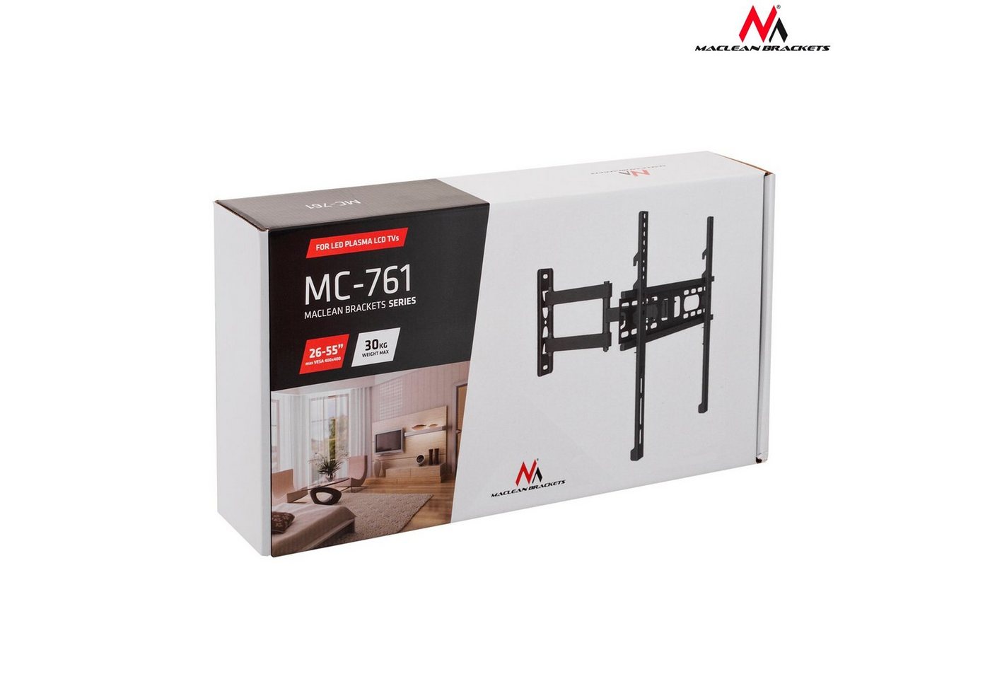 Maclean TV-Wandhalterung MC-761, (bis 60,00 Zoll, Fernseher Monitor Wandhalterung 26"-60" bis 30kg) – Bild 4 von 5