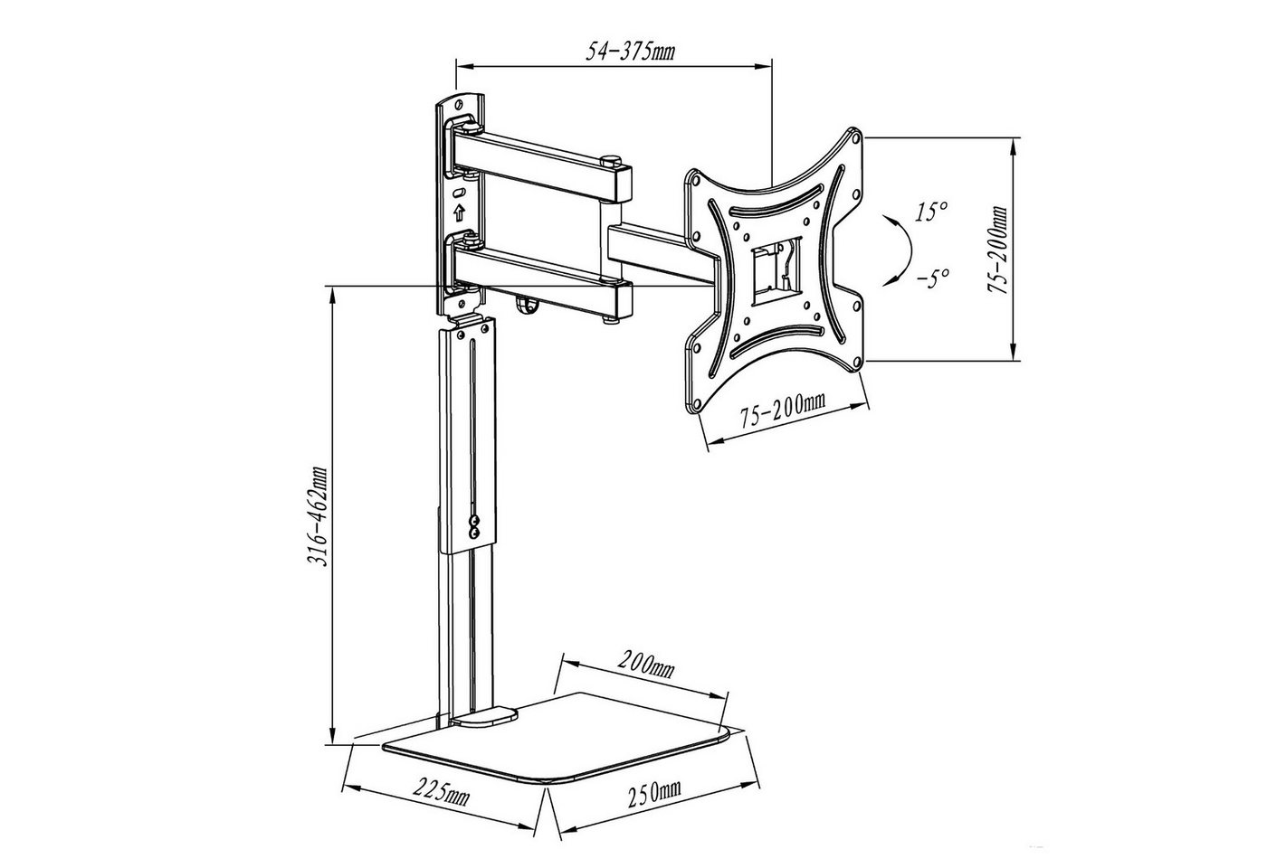 Maclean TV-Wandhalterung MC-771A, (bis 43,00 Zoll, 1-tlg., 23-43'' TV Wandhalterung mit Ablage) – Bild 5 von 5
