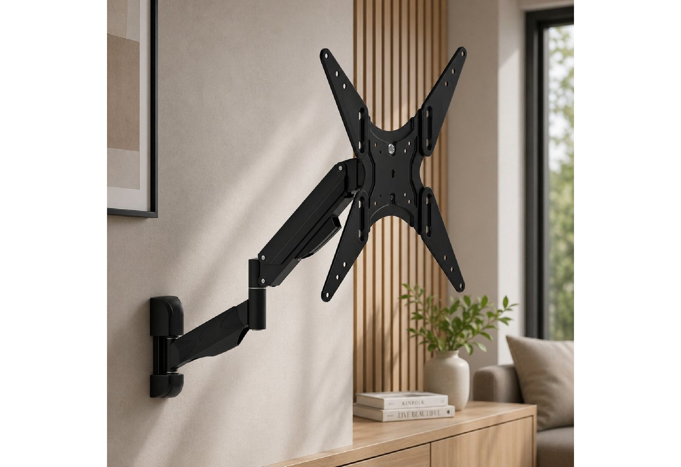 Maclean TV-Wandhalterung MC-784 2 Arme, Höhenverstellung 25cm, (bis 55,00 Zoll, Schwenkbare TV-Aufhängung für LED 32-55) – Bild 4 von 5