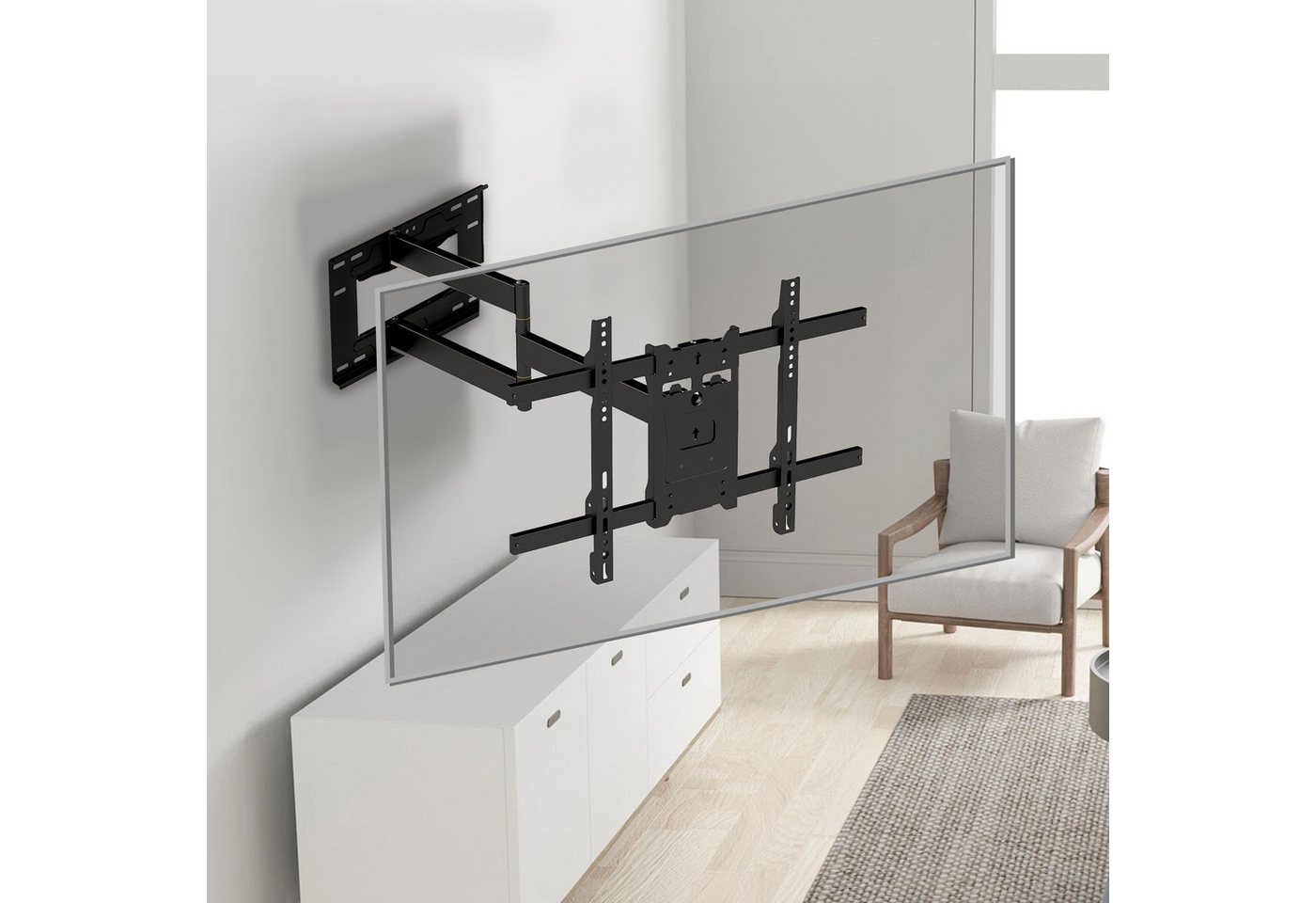 Maclean TV-Wandhalterung MC-985, (bis 80,00 Zoll, TV-Halterung 37-80'' langer Arm 91,5 cm) – Bild 2 von 5