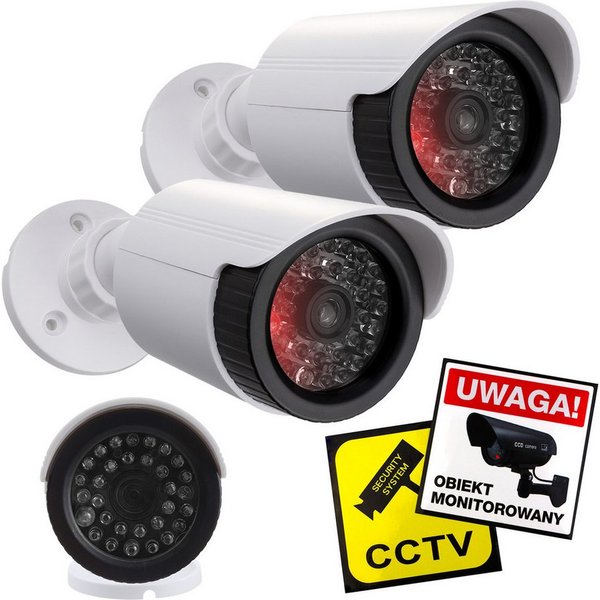 Maclean Überwachungskamera Attrappe IR1800 IR-Kameraattrappe mit blinkender LED-Leuchte (2-tlg., Attrappe einer Röhrenkamera)
