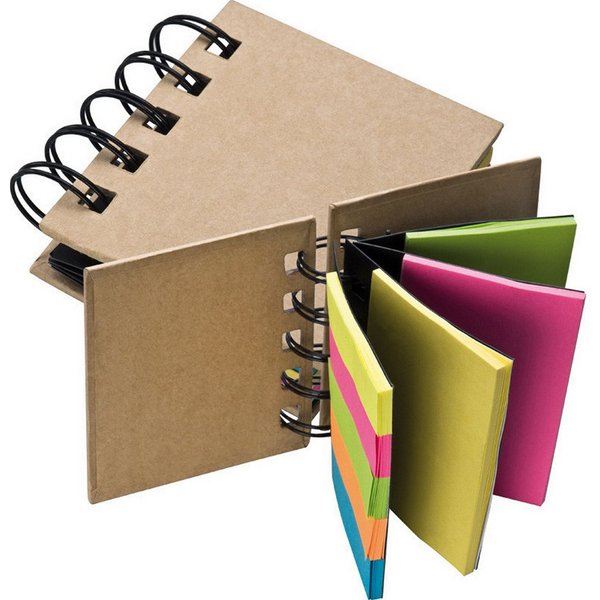 Macma Haftnotizblock Kleines Ringbuch mit 100 Haftmarkerstreifen und 75 Haftnotizen