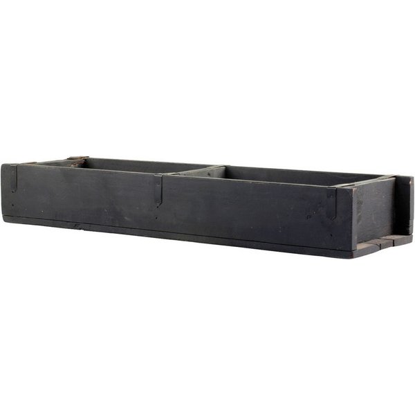 Macosa Home Dekokiste Backsteinform doppelt schwarz Deko-Holzkiste massiv 56 cm Unikat (Tischdeko Wohnaccessoire Aufbewahrungskiste), Vintage Dekokiste Küchen-O