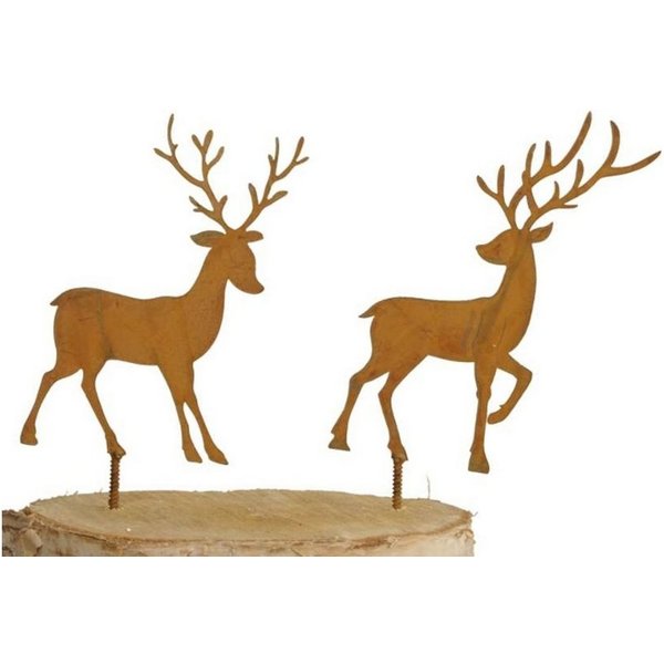 Macosa Home Dekoobjekt Herbst Dekoration Blumenstecker Hirsche Dekofigur Rost braun (2 St., 2 tlg), Herbst-Deko Winter-Deko Rostdeko Winter