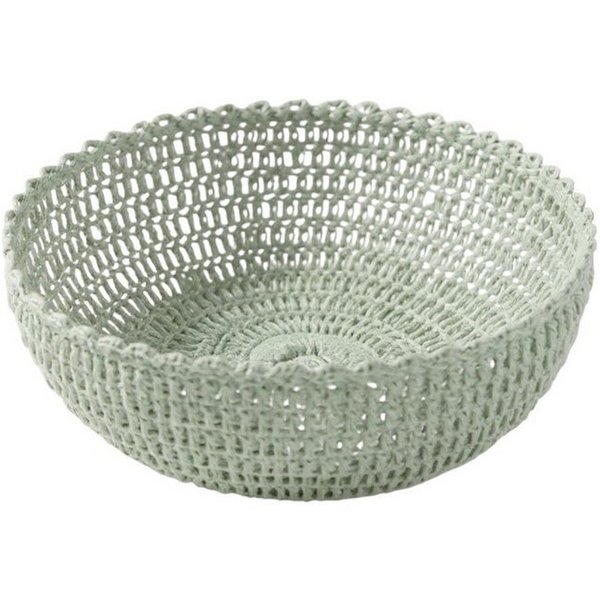 Macosa Home Dekoschale Makramee Baumwolle Grün 25 oder 22 cm rund Boho (Dekoration Makrameeschale, Zierkorb Aufbewahrungsschale), Deko Schale Tischdekoration Ab