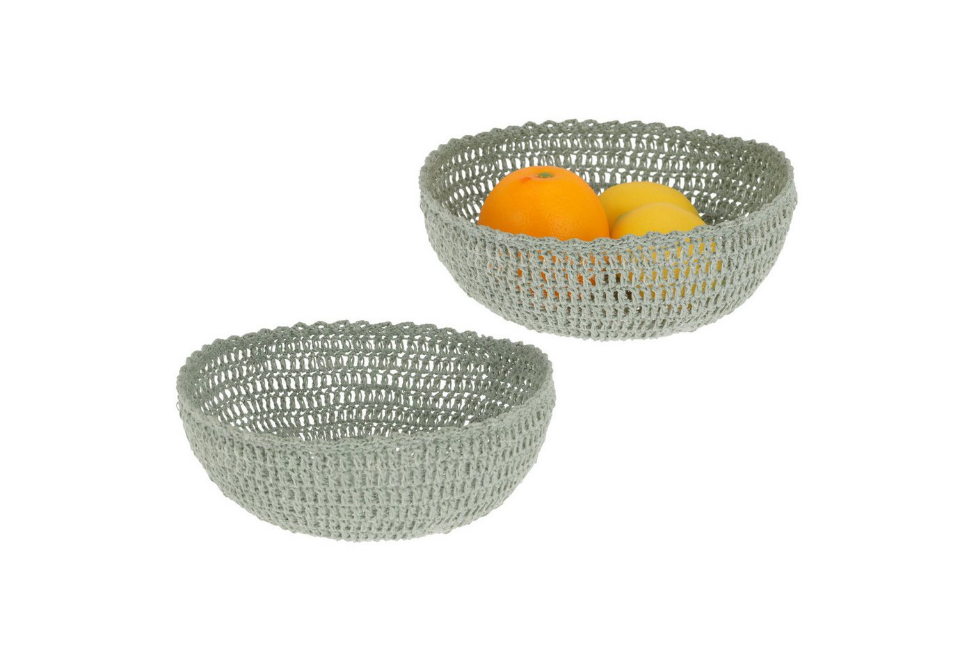 Macosa Home Dekoschale Makramee Baumwolle Grün 25 oder 22 cm rund Boho (Dekoration Makrameeschale, Zierkorb Aufbewahrungsschale), Deko Schale Tischdekoration Ab – Bild 2 von 4