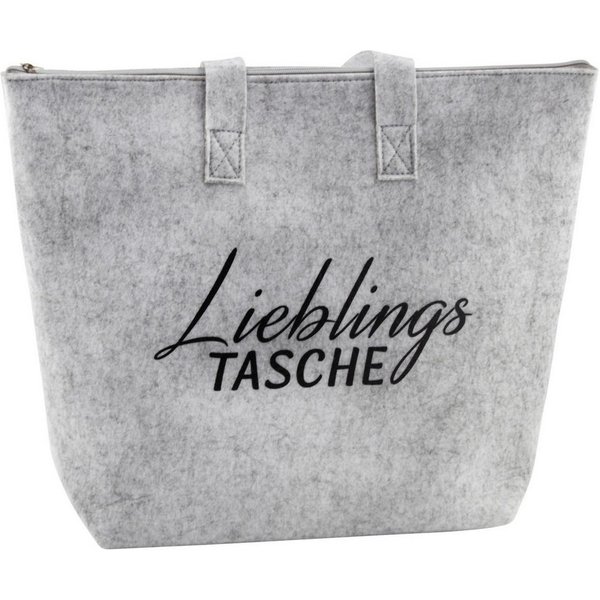 Macosa Home Einkaufsshopper Filztasche Lieblingstasche mit Reißverschluss in Hellgrau 45 cm, Einkaufstasche Alltagstasche Aufbewahrungstasche