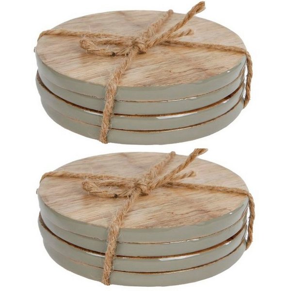 Macosa Home Getränkeuntersetzer Glasuntersetzer Untersetzer rund Holz Tischdeko Platzset, Zubehör für Flaschen Gläser Tassen, 8er Set, 8-tlg.