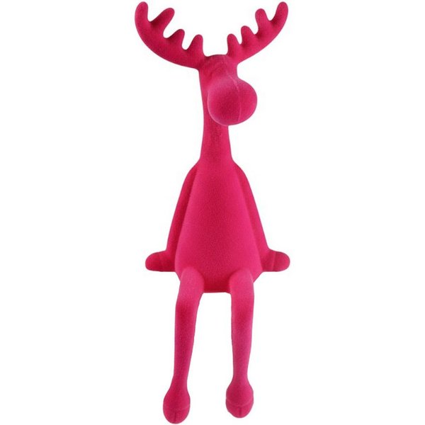 Macosa Home Kantenhocker Rentier 31 cm Braun, Orange, Fuchsia, Pink oder Grau (Dekoration Weihnachtsdeko, Dekofigur modern Weihnachten), Kunststoff beflockt Dek