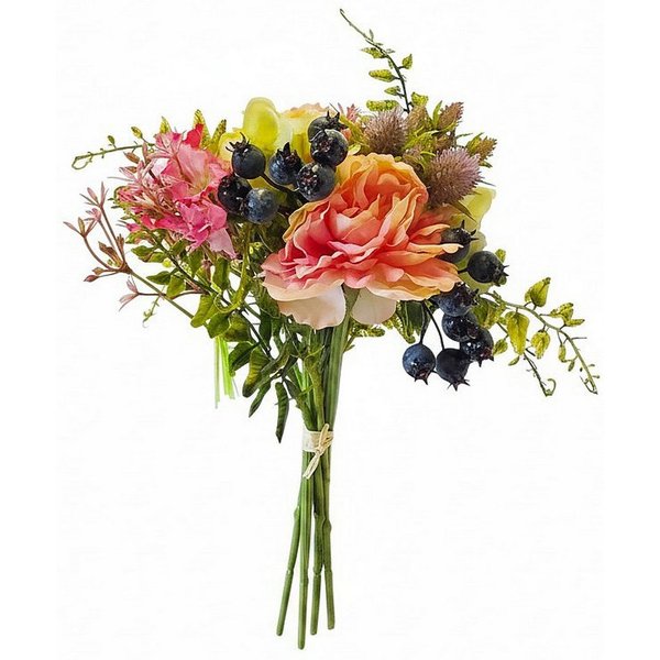 Kunstblumenstrauß 18 cm bunt Kunststoff Seide Deko, Macosa Home, Höhe 30 cm, Blumenstrauß für Vase Tischdeko Wohnraumdekoration