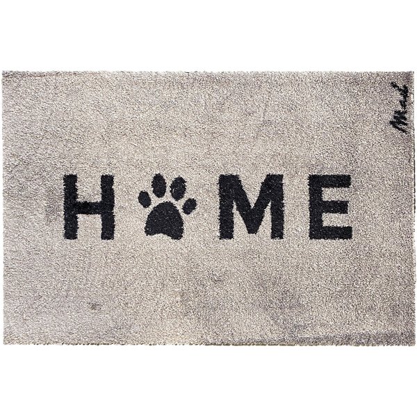 Mad about Mats Fußmatte Bryan, Türvorleger, Läufer, Indoor, Mit Spruch "Home", Hunde, Hundepfote, weich, Grau, waschbar, rutschfest, pflegeleicht, 50 x 75 cm