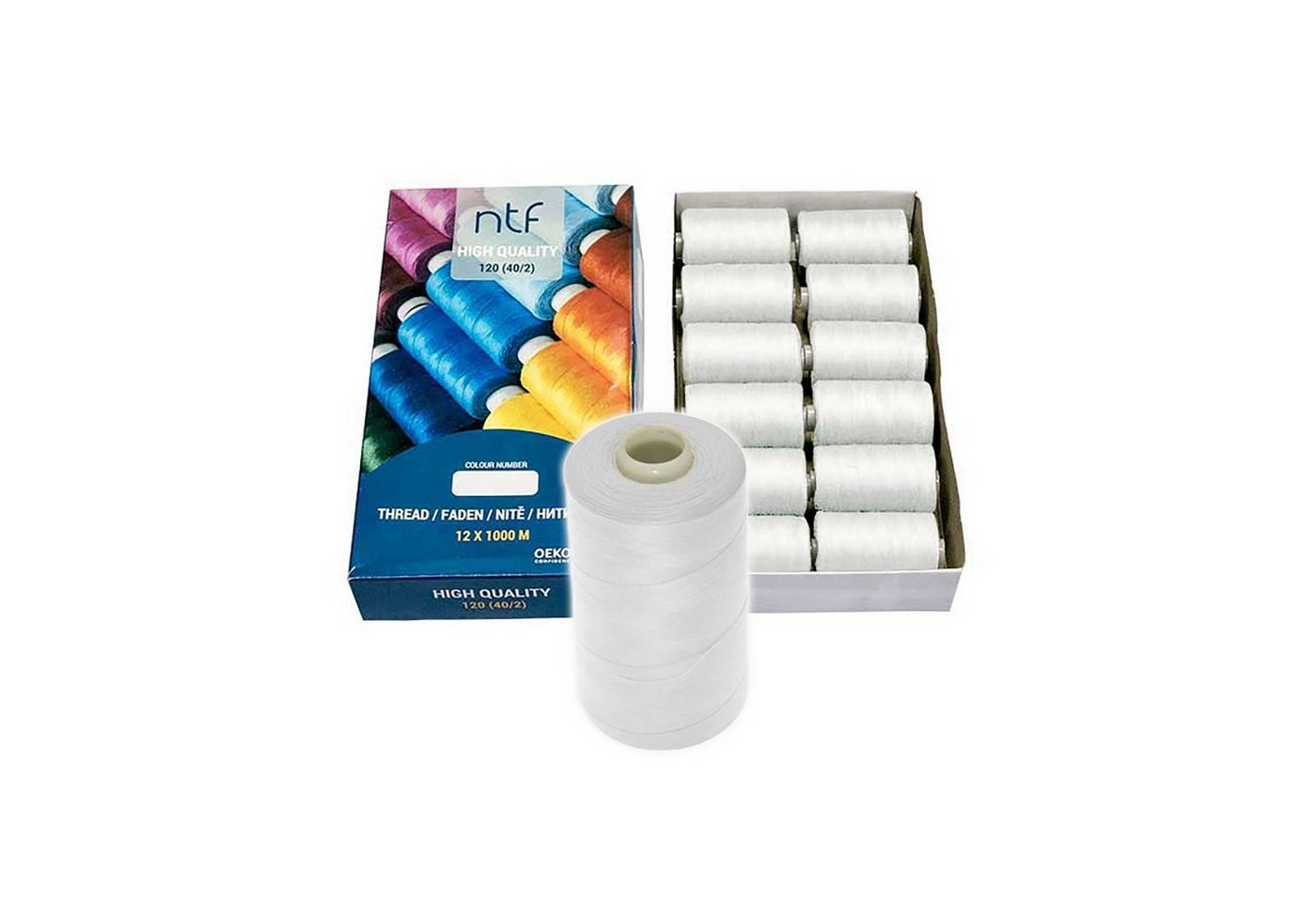 maDDma 1 Spule Nähgarn Polyester 40/2 120er 1000m Nähgarn, 1000 m, A502 weiß – Bild 2 von 5