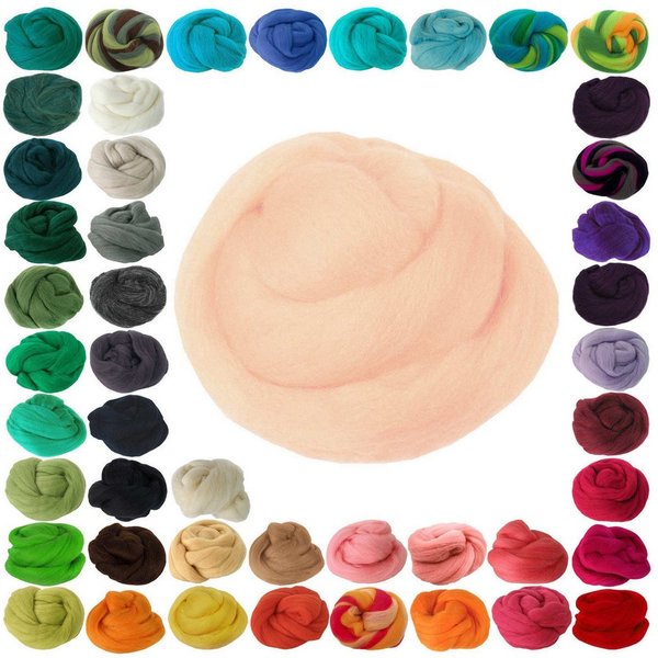maDDma 25g Filzwolle / Märchenwolle, Nass- u. Trockenfilzen, Farbwahl Bastelgarn, beige/skin