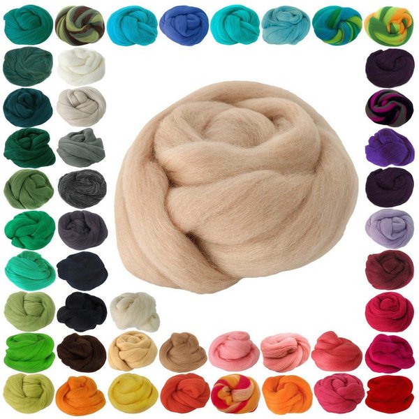 maDDma 25g Filzwolle / Märchenwolle, Nass- u. Trockenfilzen, Farbwahl Bastelgarn, beige