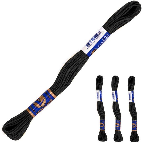 maDDma 3 Docken Stickgarn / Sticktwist Stickgarn, 8 m, 9992 schwarz