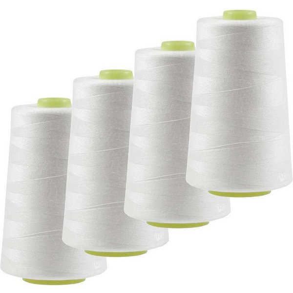 maDDma 4 x 4572m Qualitäts Overlockgarn Nähgarn Polyester Overlockgarn, 4 m, A501 reinweiß