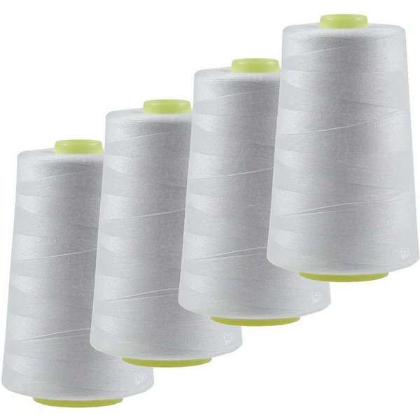 maDDma 4 x 4572m Qualitäts Overlockgarn Nähgarn Polyester Overlockgarn, 4 m, A502 weiß