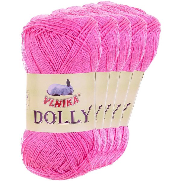 maDDma 5 x 100g Strickgarn Dolly Uni Häkelgarn Handstrickgarn Wolle Farbwahl Häkelwolle, 350 m (Sperpaket (5 x 100g Knäuel), pink