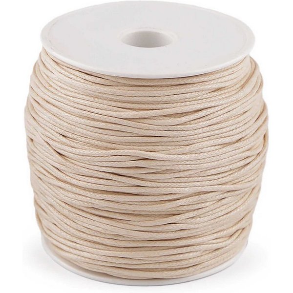 maDDma Seil 85-100m Gewachste Baumwollschnur 1,5-2mm (Wickel auf Spule), hellbeige