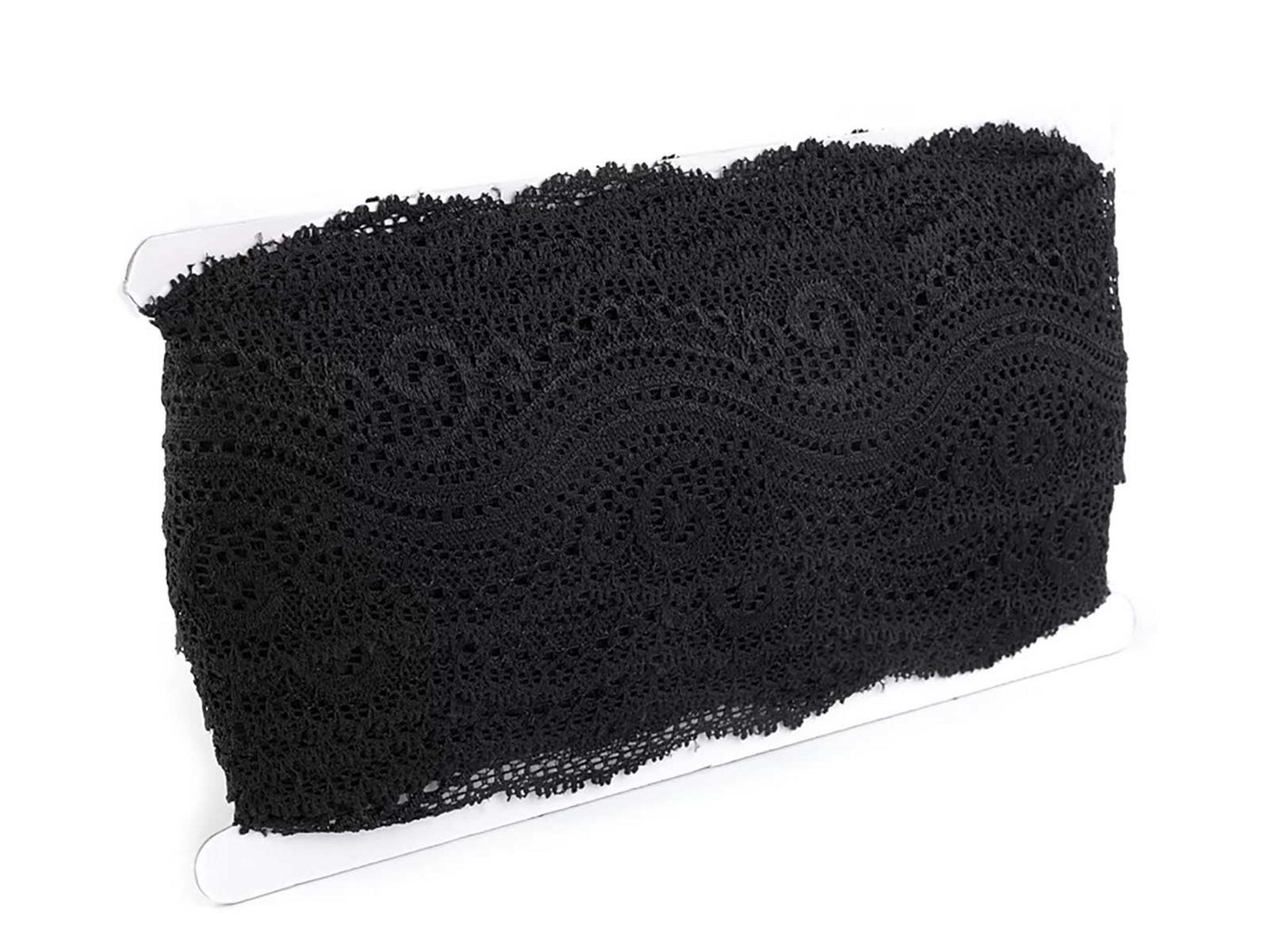 maDDma Stoff 1m extravagante elastische Spitze, 65mm breit, schwarz – Bild 5 von 5