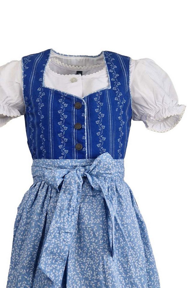 Maddox Dirndl 'Gabriella' 3-tlg. mit Bluse Blümchenmuster, Blau – Bild 4 von 5