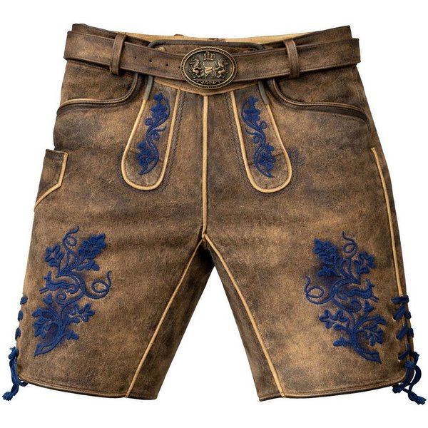 Maddox Trachtenlederhose 'Utz' mit Gürtel, Wildbock er-blau