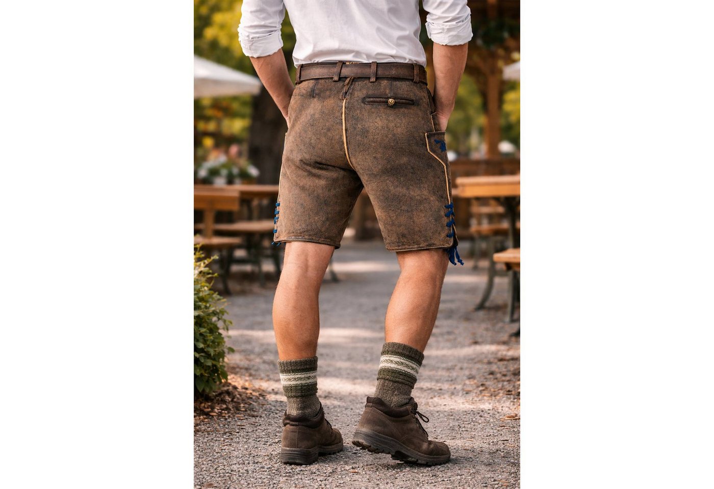 Maddox Trachtenlederhose 'Utz' mit Gürtel, Wildbock er-blau – Bild 3 von 5