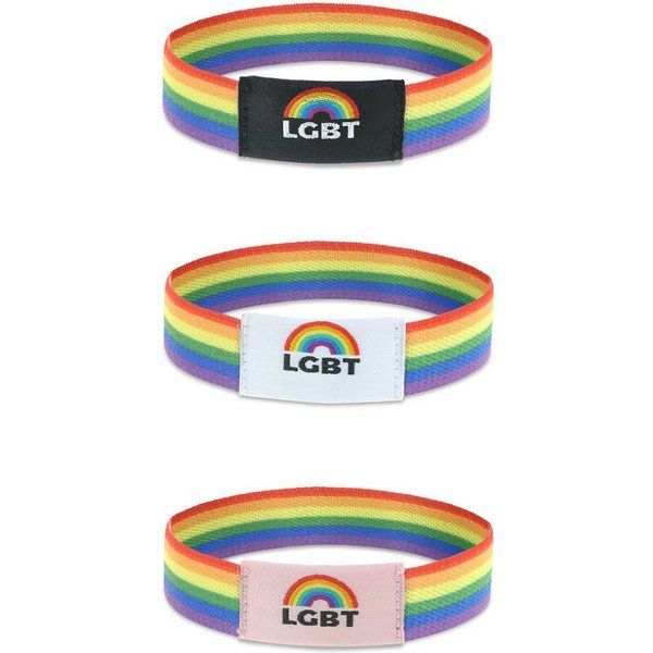 Made by Nami Armband Set 3er Set Elastische Stoffarmbänder Regenbogenfarben LGBTQ Merch Unisex, aus Stoff – farbenfroh – elastisch – im praktischen Set