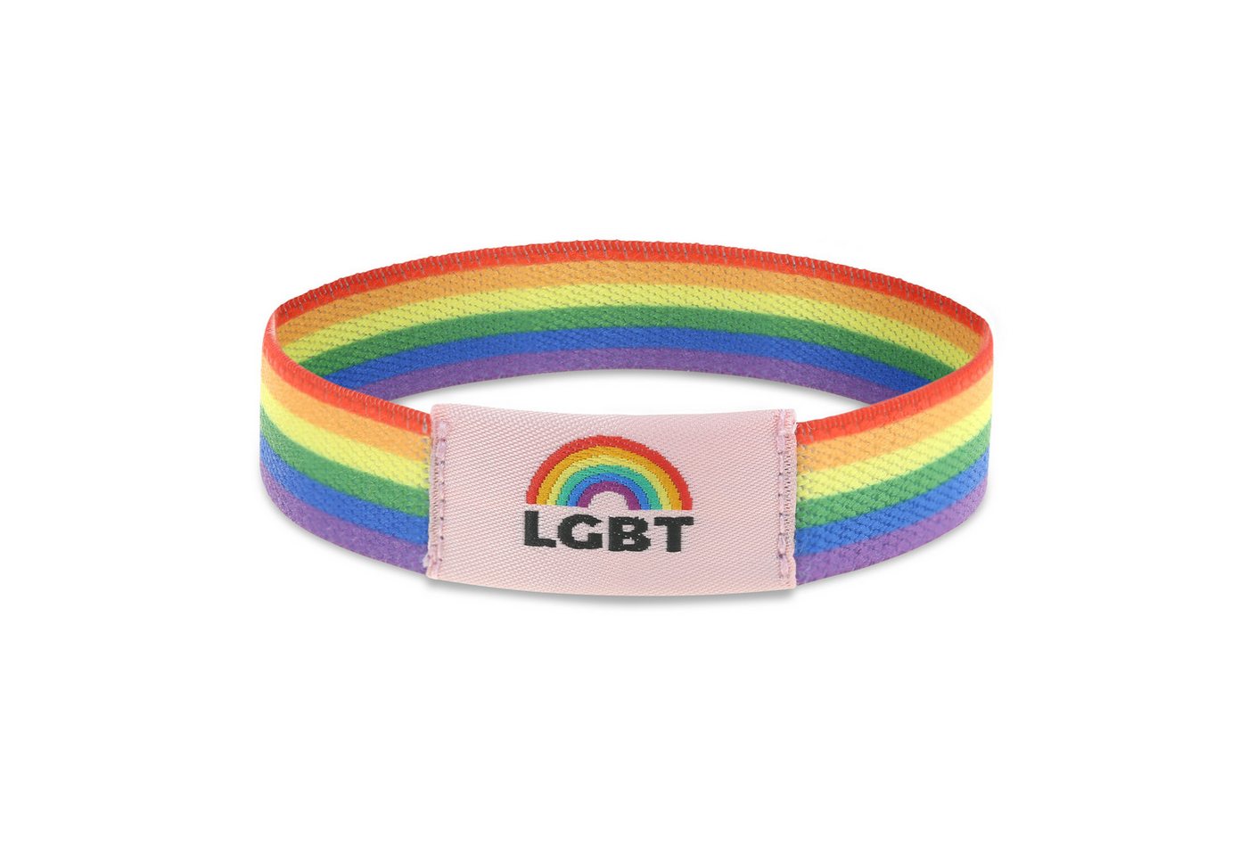 Made by Nami Armband Set 3er Set Elastische Stoffarmbänder Regenbogenfarben LGBTQ Merch Unisex, aus Stoff – farbenfroh – elastisch – im praktischen Set – Bild 2 von 5