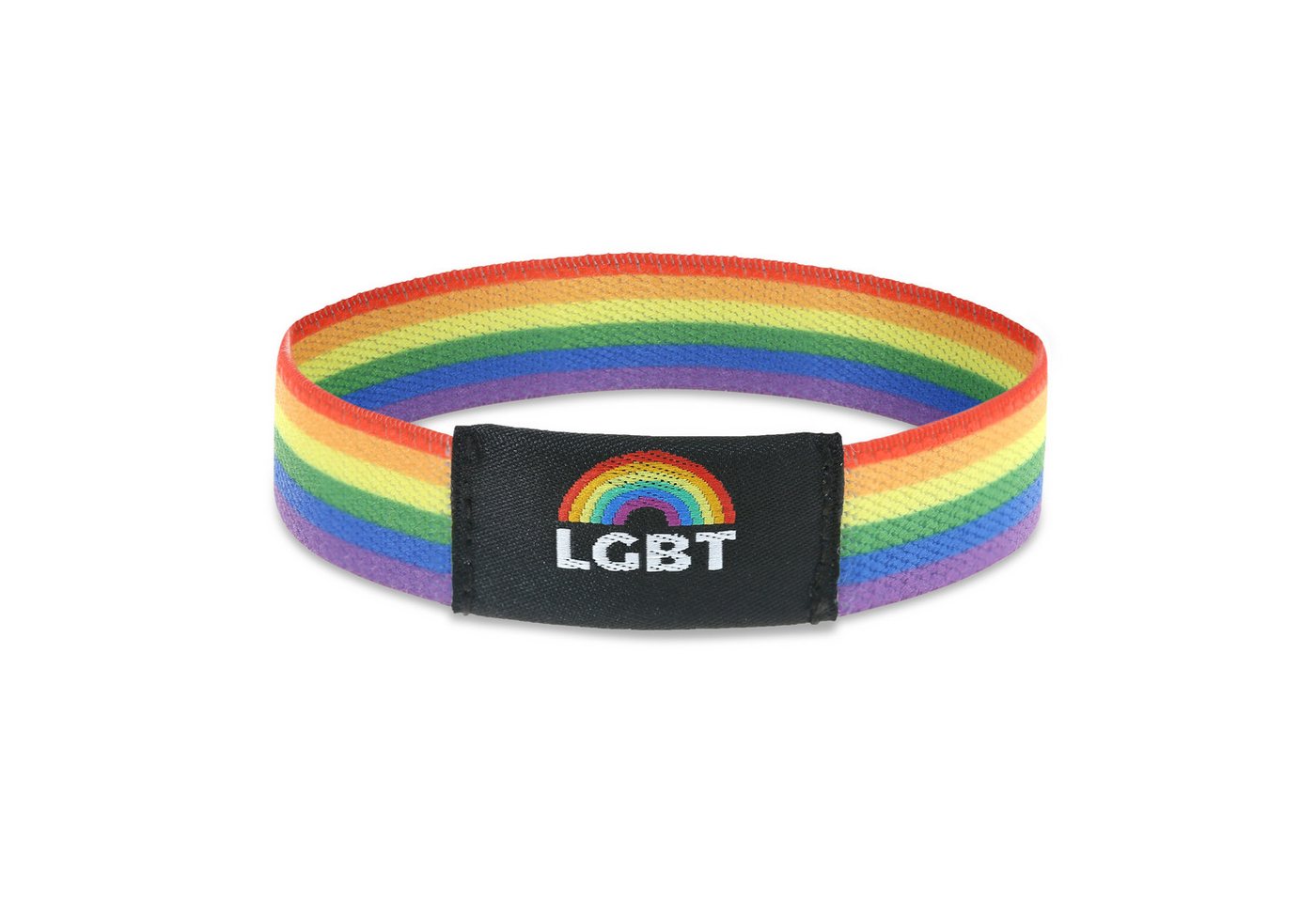Made by Nami Armband Set 3er Set Elastische Stoffarmbänder Regenbogenfarben LGBTQ Merch Unisex, aus Stoff – farbenfroh – elastisch – im praktischen Set – Bild 4 von 5