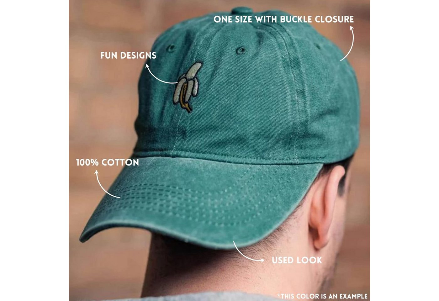 Made by Nami Baseball Cap Basecap Used Look - Rot Schwarz Grün mit oder ohne Prints Softshell Baseball Caps - Schirm-Mütze Kopfbedeckung - Unisex – Bild 5 von 5