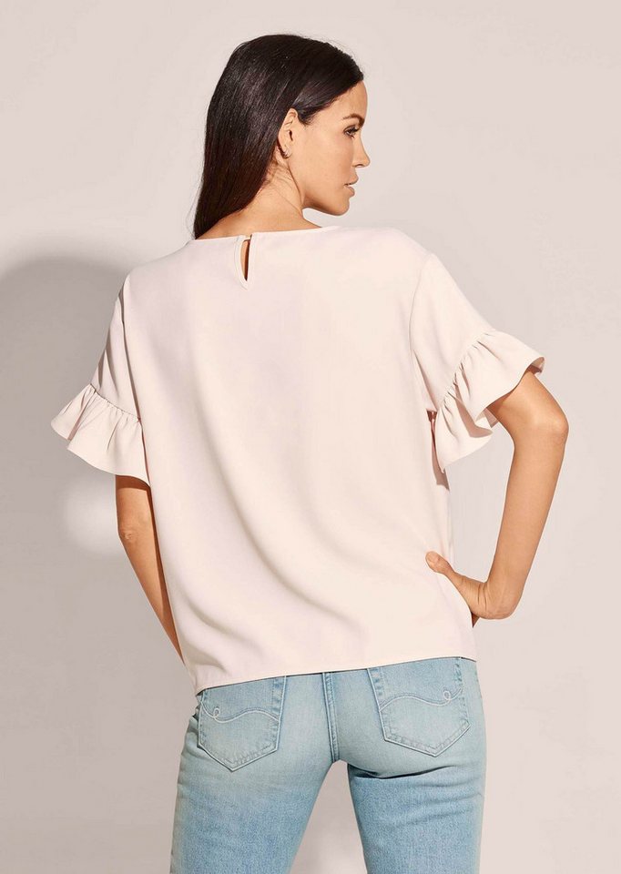 MADELEINE Kurzarmbluse Oversized-Bluse mit Volants, Kurzarm Uni-Design, runder Ausschnitt, Knopfverschluss hinten – Bild 2 von 5