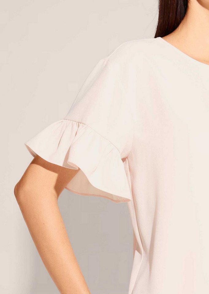 MADELEINE Kurzarmbluse Oversized-Bluse mit Volants, Kurzarm Uni-Design, runder Ausschnitt, Knopfverschluss hinten – Bild 4 von 5