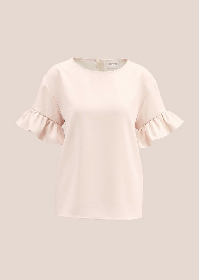 MADELEINE Kurzarmbluse Oversized-Bluse mit Volants, Kurzarm Uni-Design, runder Ausschnitt, Knopfverschluss hinten – Bild 5 von 5