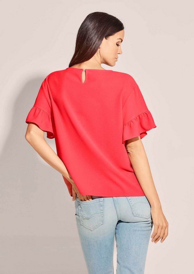 MADELEINE Kurzarmbluse Oversized-Bluse mit Volants, Kurzarm Uni-Design, runder Ausschnitt, Knopfverschluss hinten – Bild 2 von 5