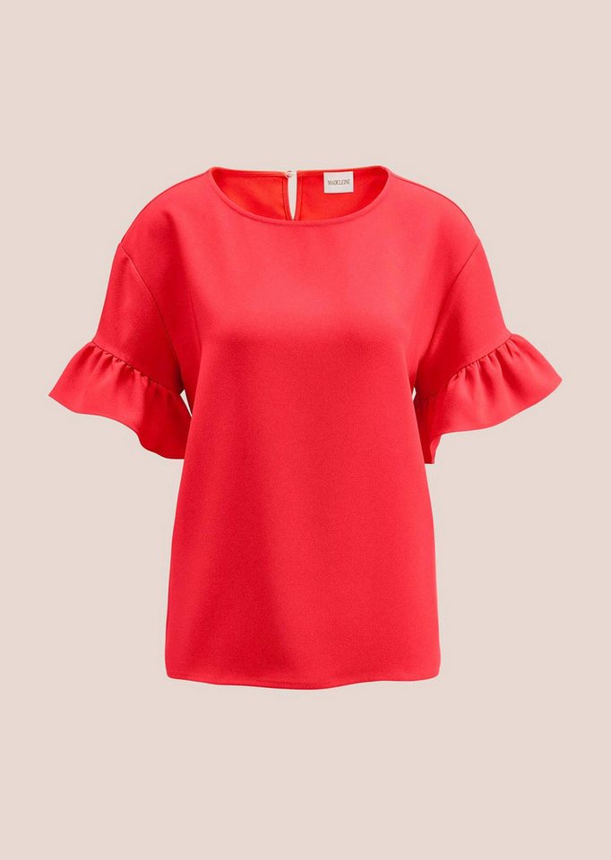 MADELEINE Kurzarmbluse Oversized-Bluse mit Volants, Kurzarm Uni-Design, runder Ausschnitt, Knopfverschluss hinten – Bild 5 von 5