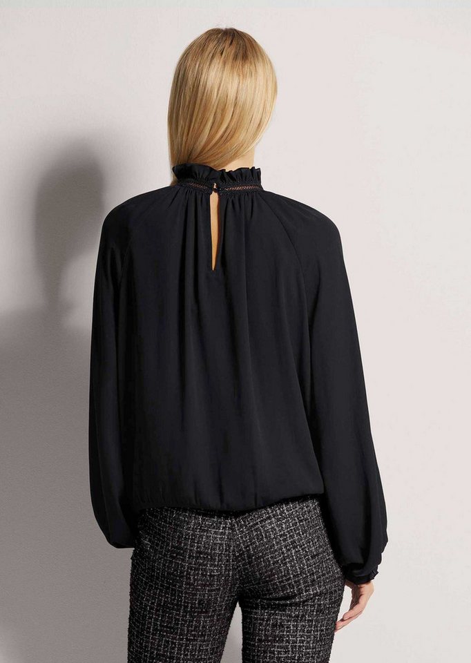 MADELEINE Langarmbluse Elegante Bluse mit Stehkragen, Uni Uni-Design mit Stehkragen und rückseitigem Knopfverschluss – Bild 2 von 5