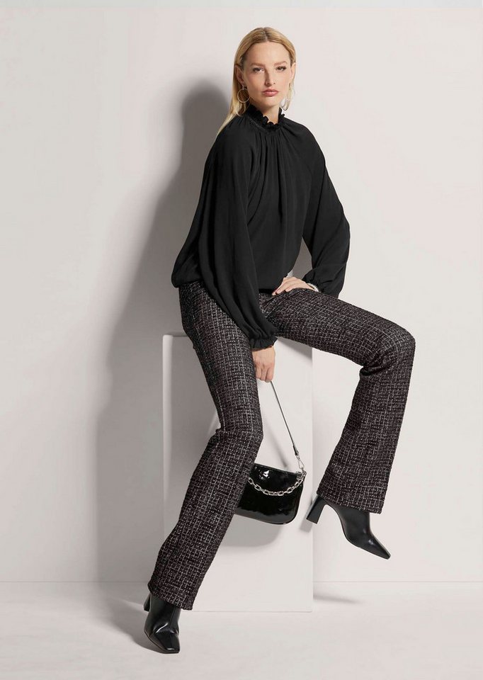 MADELEINE Langarmbluse Elegante Bluse mit Stehkragen, Uni Uni-Design mit Stehkragen und rückseitigem Knopfverschluss – Bild 3 von 5