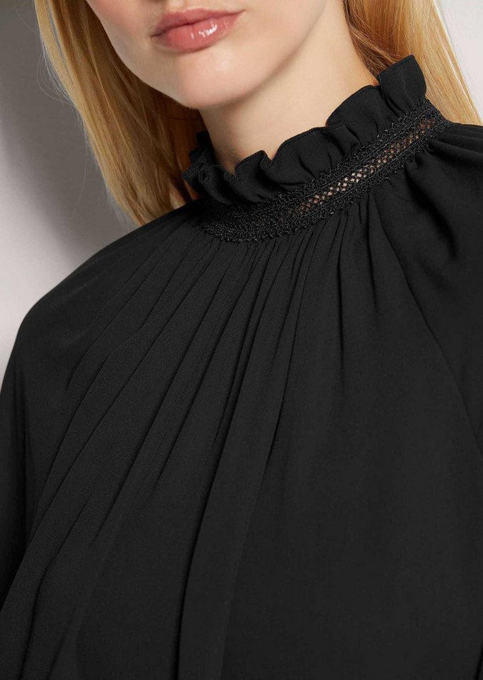 MADELEINE Langarmbluse Elegante Bluse mit Stehkragen, Uni Uni-Design mit Stehkragen und rückseitigem Knopfverschluss – Bild 4 von 5