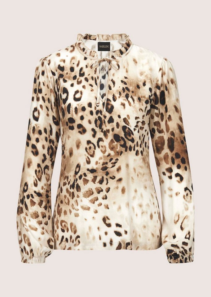 MADELEINE Langarmbluse Leo-Dessin Bluse in Tunika-Form Animal-Optik mit V-Ausschnitt und elastischem Ärmelabschluss – Bild 5 von 5